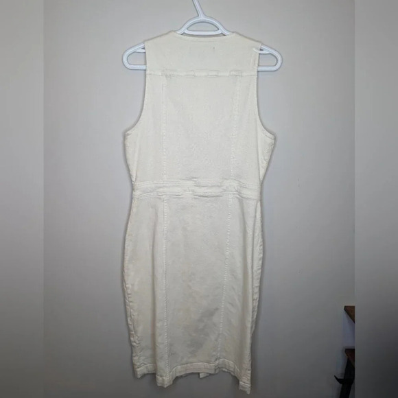 NWT Hudson Women's Cut In Denim Dress Button Down Ecru Sleeveless Knee Length L - Picture 3 of 10